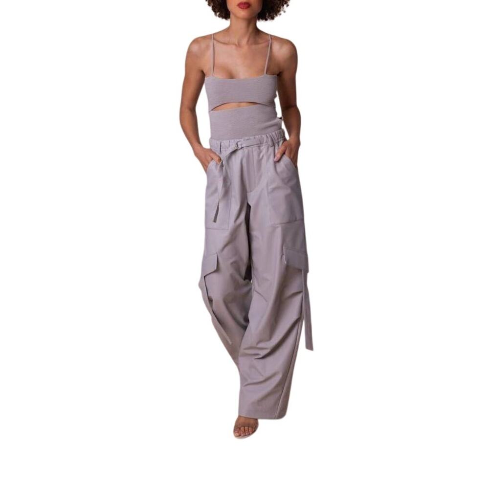 LAPOINTE Stretch Faux Utility Pocket Pant in Medium Gray M